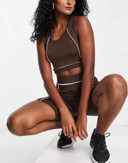 Threadbare Fitness Womens Contrast Seam Sports In Brown