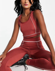 Threadbare Fitness Womens Contrast Seam Sports In Orange