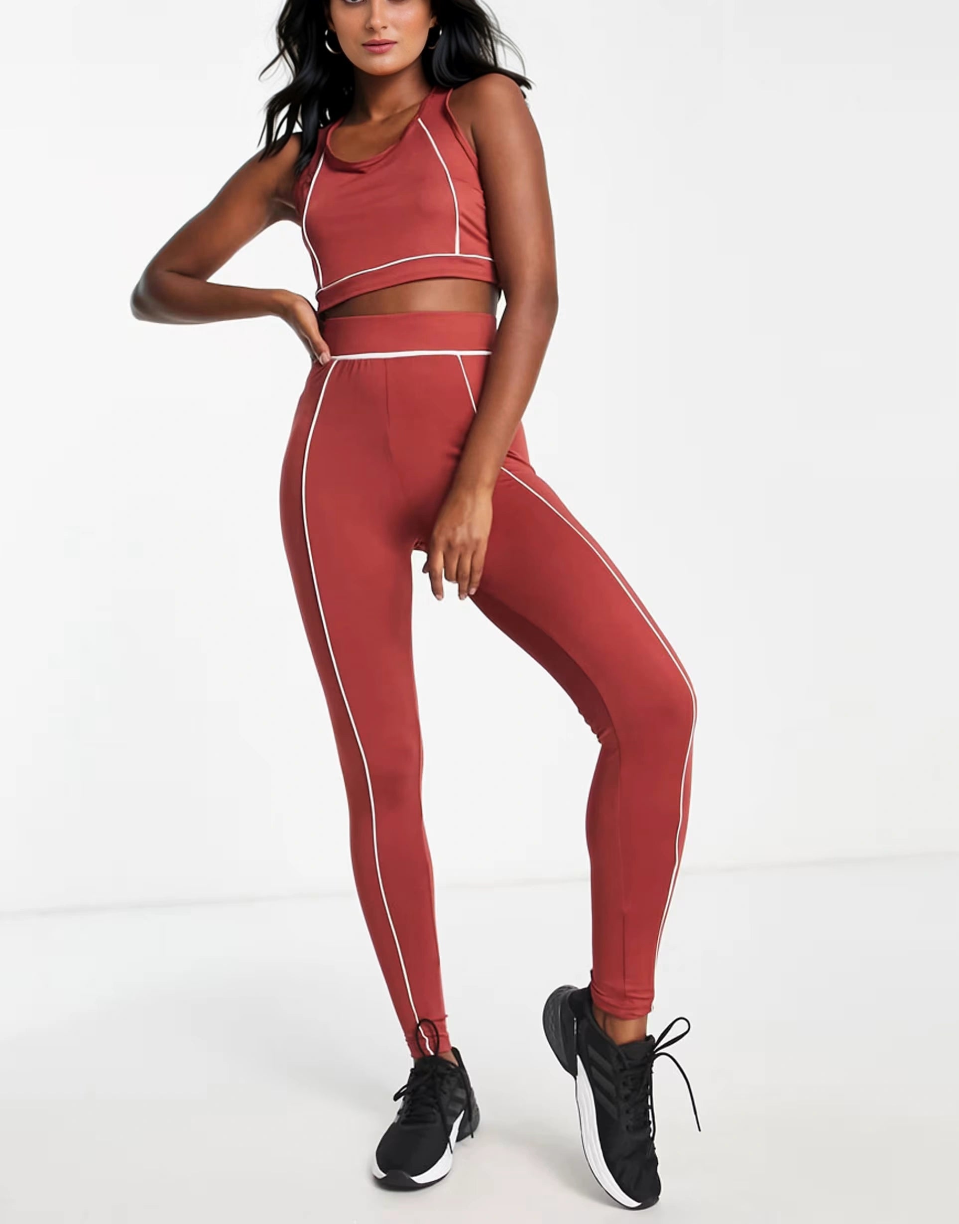 Threadbare Fitness Womens Contrast Seam Sports In Orange