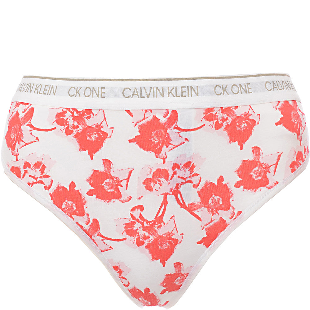 Calvin Klein Women's Pink Floral Print Plus Size Ck One Logo Thong