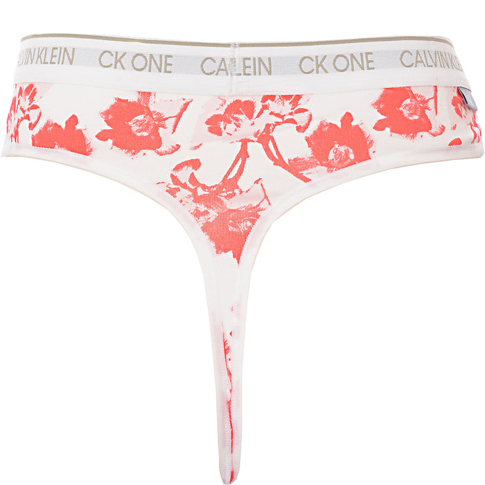 Calvin Klein Women's Pink Floral Print Plus Size Ck One Logo Thong