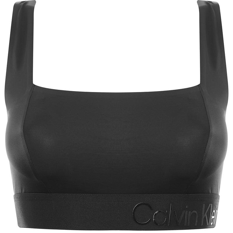 Calvin Klein Women's Black Gloss Wet Look Square Neck Unlined Bralette