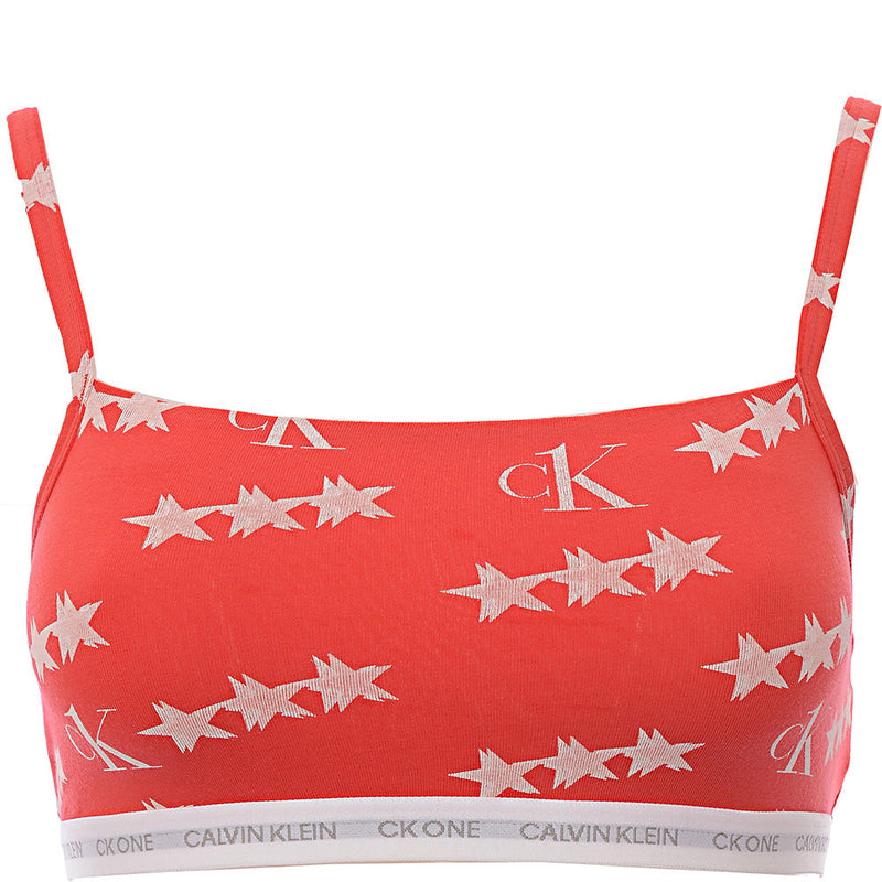 Calvin Klein Womens CK One Cotton 2 Pack Logo Bra in Red Star Print