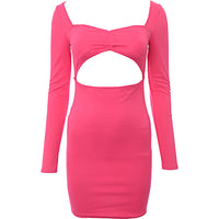 Unique21 Womens Pink Cut-Out Long Sleeve Mini Dress