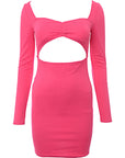 Unique21 Womens Pink Cut-Out Long Sleeve Mini Dress