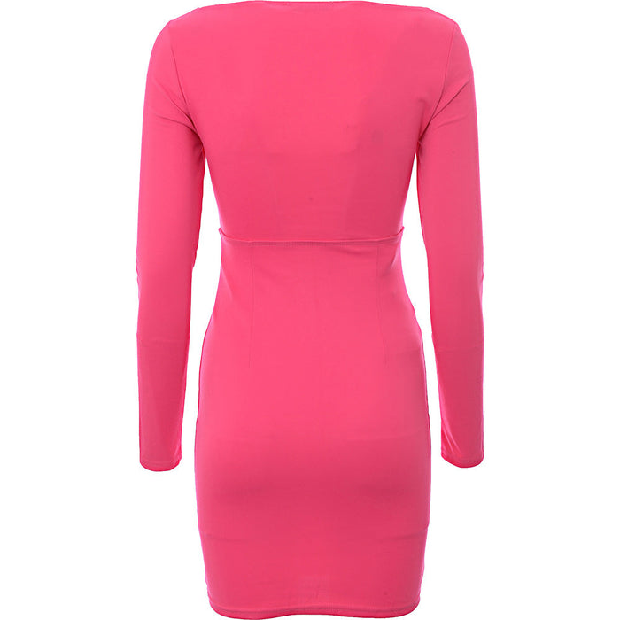 Unique21 Womens Pink Cut-Out Long Sleeve Mini Dress