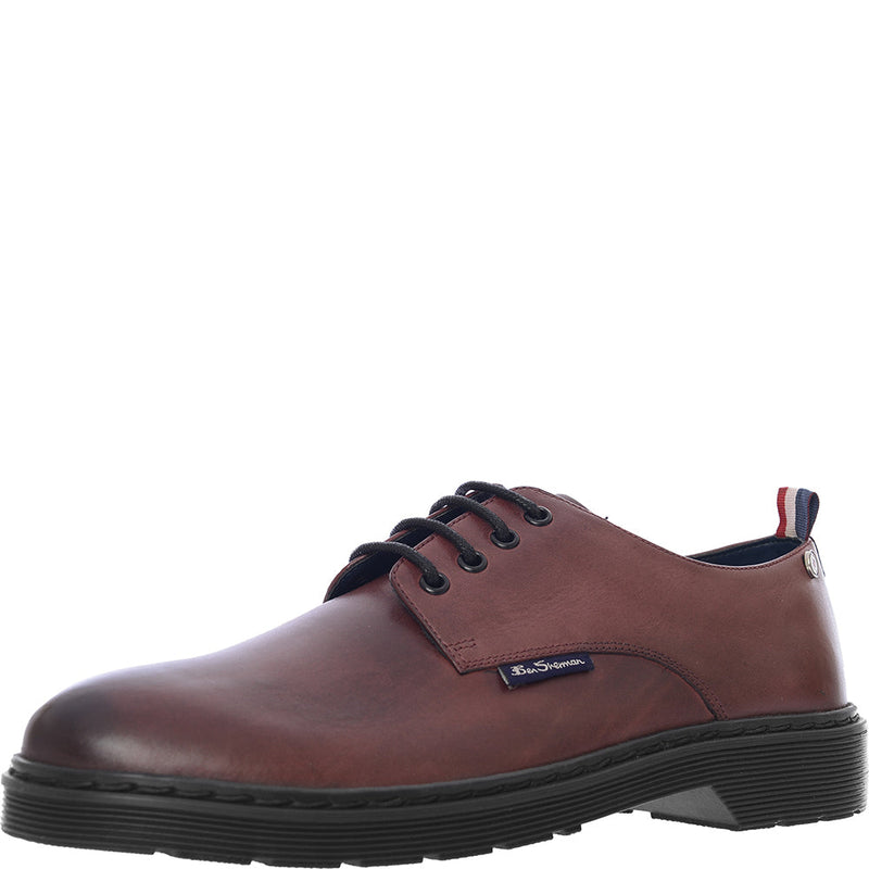 Ben Sherman Mens Red Mod Leather Lace-Up Shoes