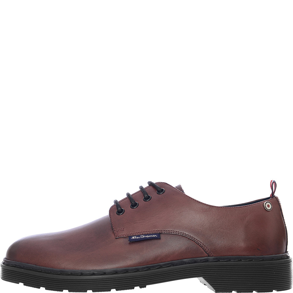 Ben Sherman Mens Red Mod Leather Lace-Up Shoes