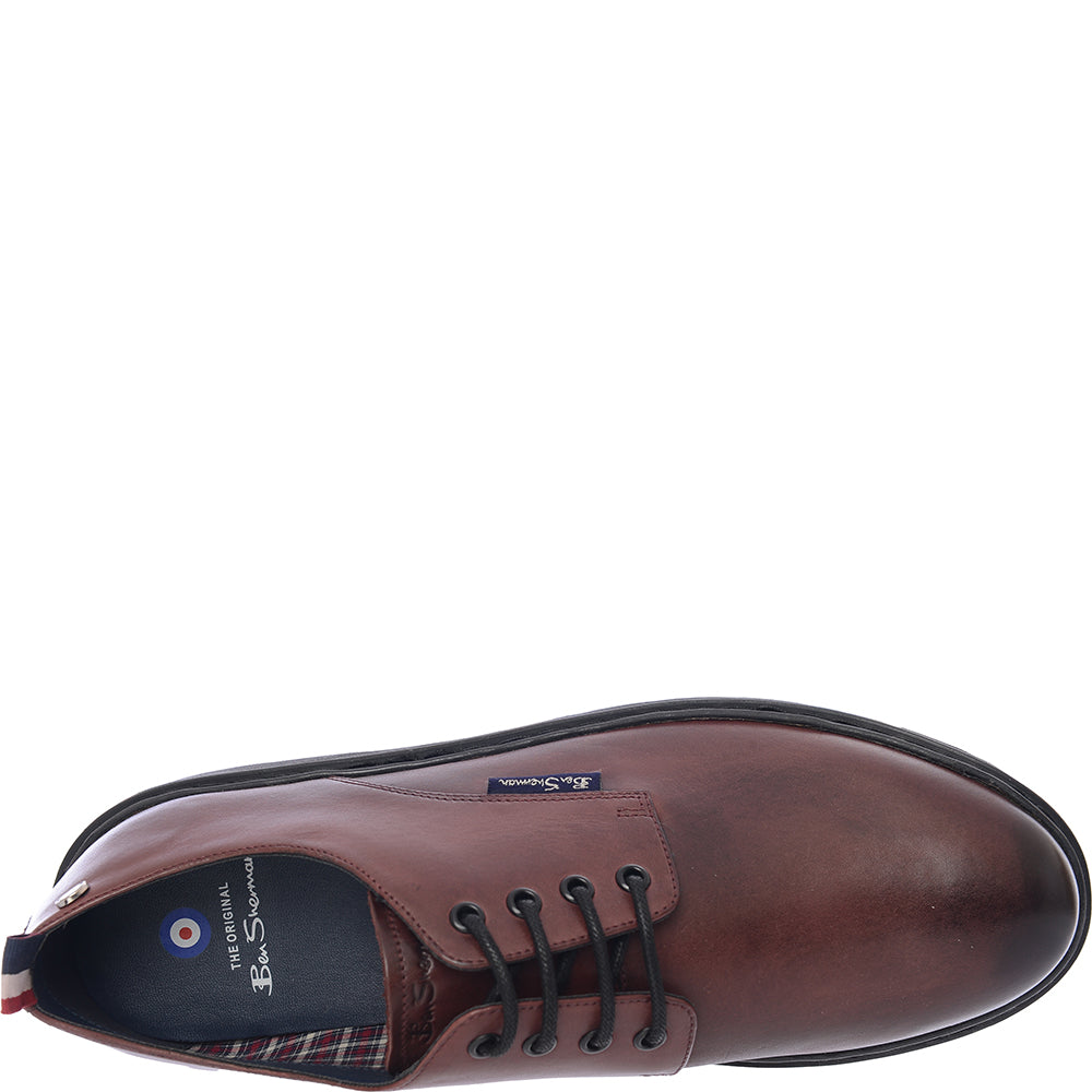 Ben Sherman Mens Red Mod Leather Lace-Up Shoes