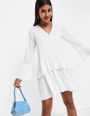 I Saw It First Womens Pleated Swing Dress In White