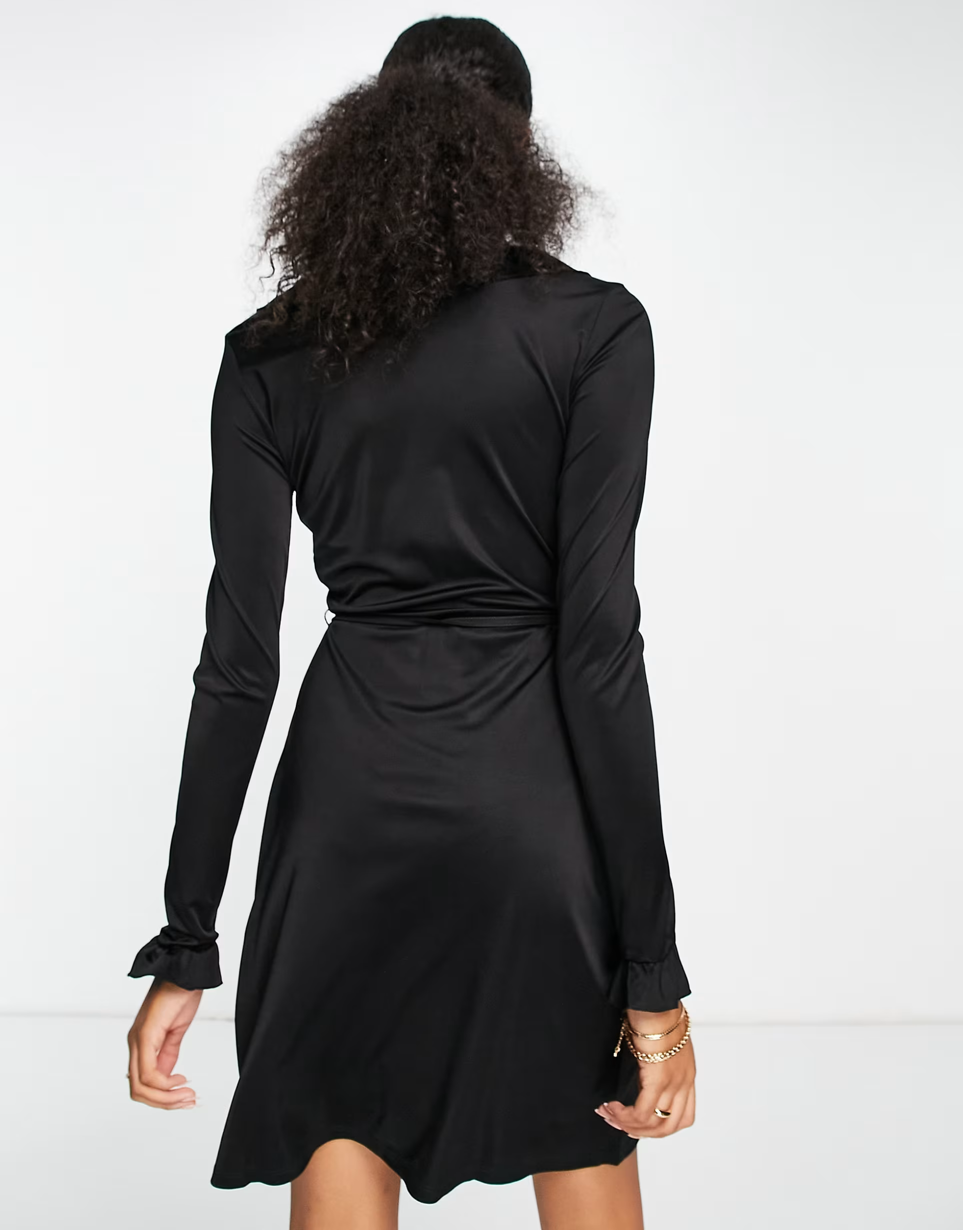 French Connection Womens Sonike Bamboo Jersery Wrap Mini Dress In Black