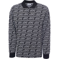 Obey Men's Black Wergner Jacquard Long Sleeve Polo