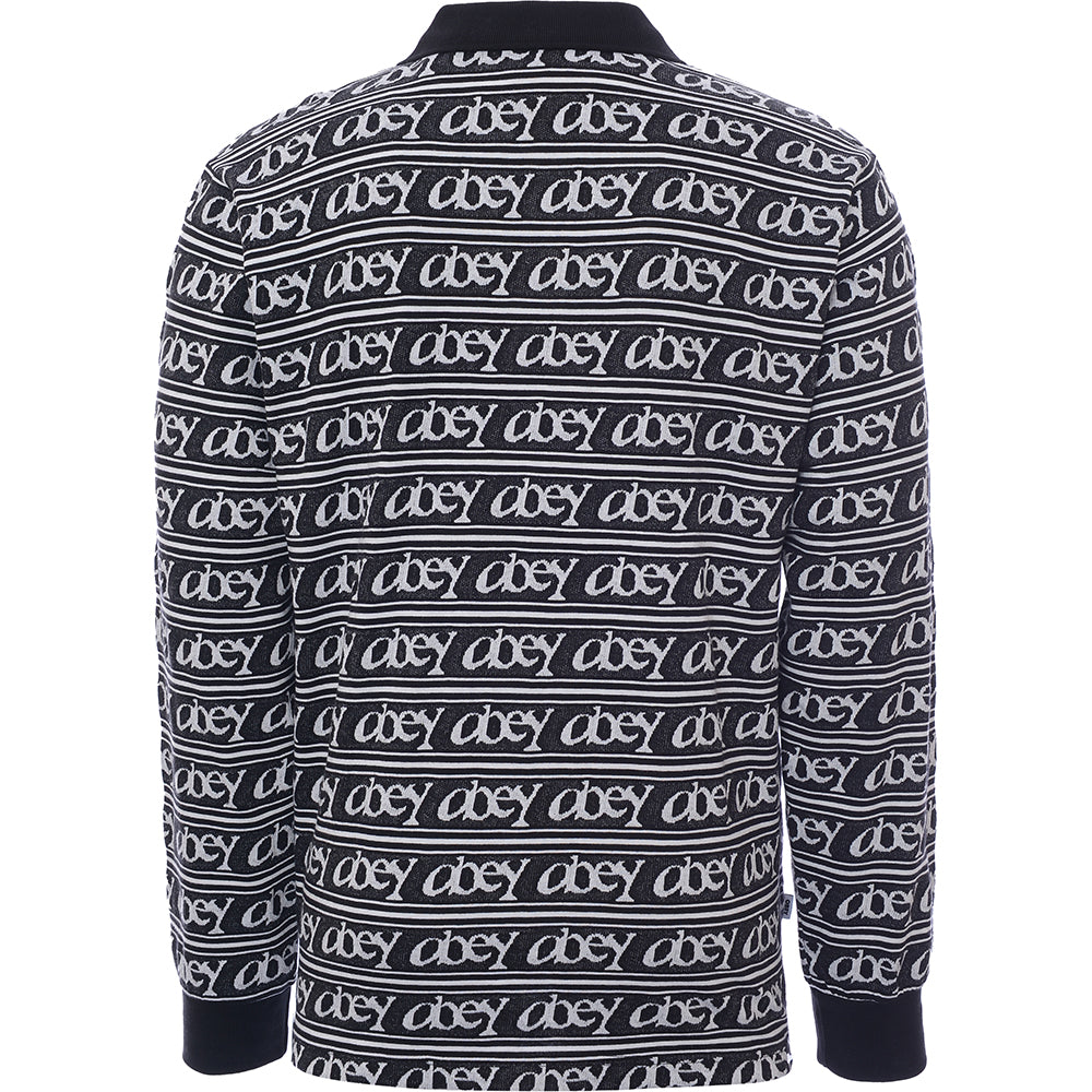 Obey Men's Black Wergner Jacquard Long Sleeve Polo