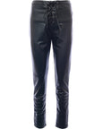 Femme Luxe Women's Black Leather Look Skinny Trousers with Lace Up