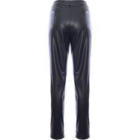 Femme Luxe Women's Black Leather Look Skinny Trousers with Lace Up