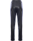 Femme Luxe Women's Black Leather Look Skinny Trousers with Lace Up