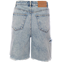 Urban Revivo Women's Denim Shorts with Rips in Light Wash