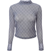 Puma Women's Petrol Blue Infuse Sheer Repeat Logo Long Sleeve Top