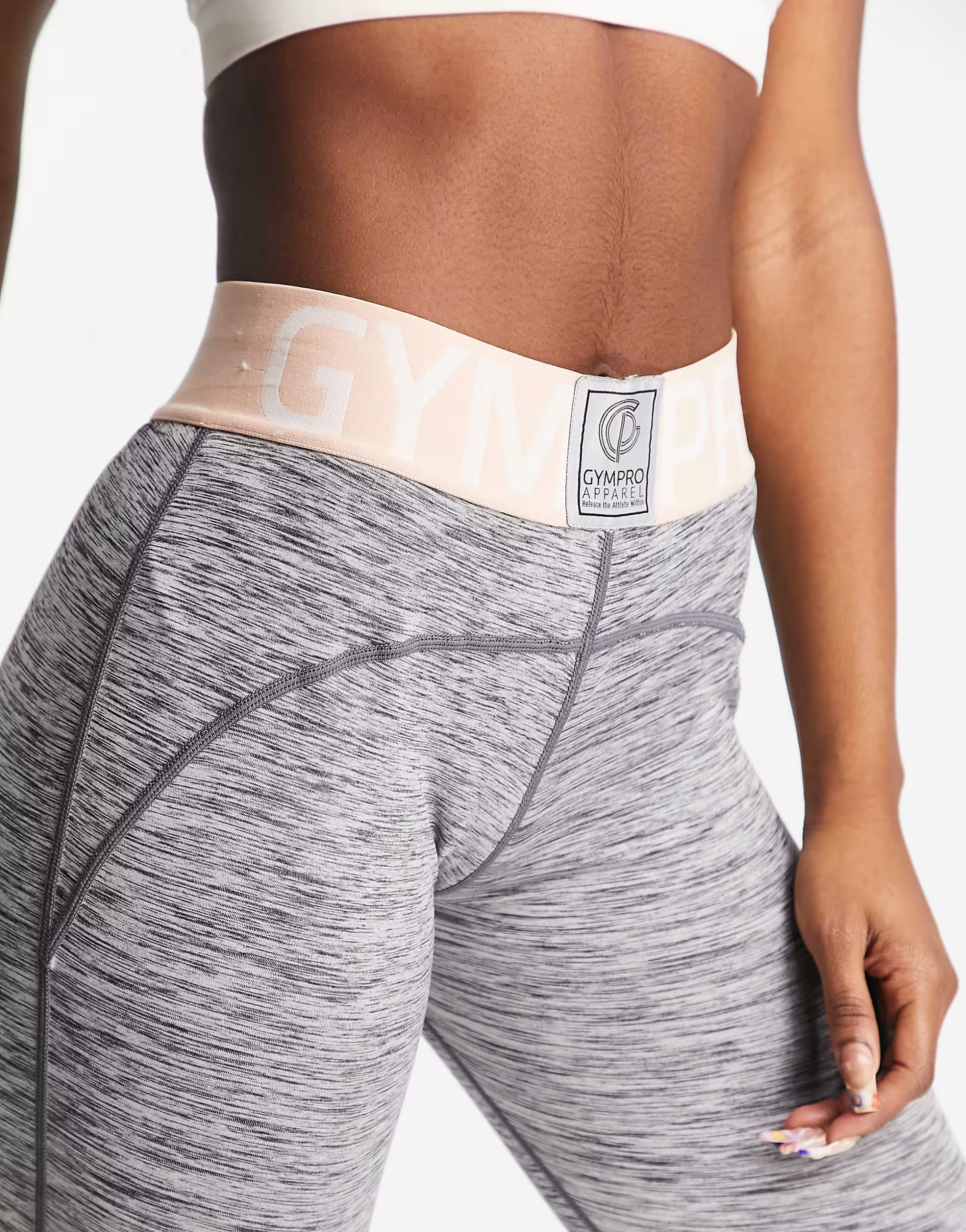 A State Of Being Womens Gympro Apparel Capri Leggings in Pink And Grey