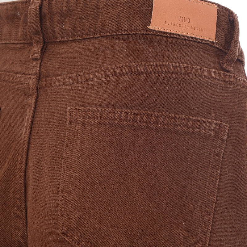 Mango Womens Straight Leg Denim Jeans With Side Split In Brown