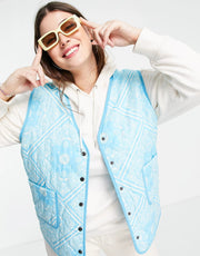 Native Youth Plus Womens Quilted Vest Jacket in Paisley