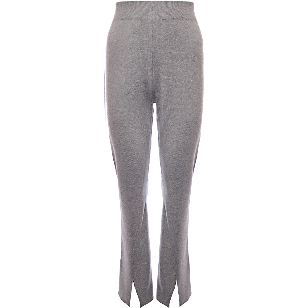 4th &amp; Reckless Women&#39;s Grey Knitted Flare Split Trousers