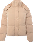 Brave Soul Women's Cream Bunny Hooded Puffer Jacket