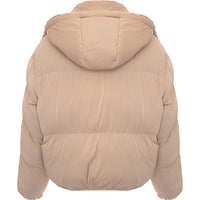 Brave Soul Women's Cream Bunny Hooded Puffer Jacket