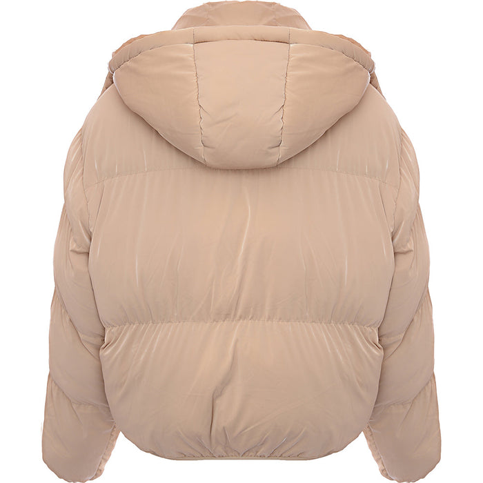 Brave Soul Women's Cream Bunny Hooded Puffer Jacket