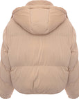 Brave Soul Women's Cream Bunny Hooded Puffer Jacket