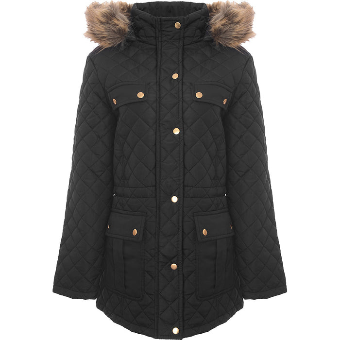 Brave Soul Women's Diamond Quilt Parka Coat