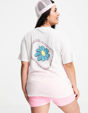 New Girl Order Curve Womens New Girl Order Plus Flower Back Print Oversized Graphic T-Shirt