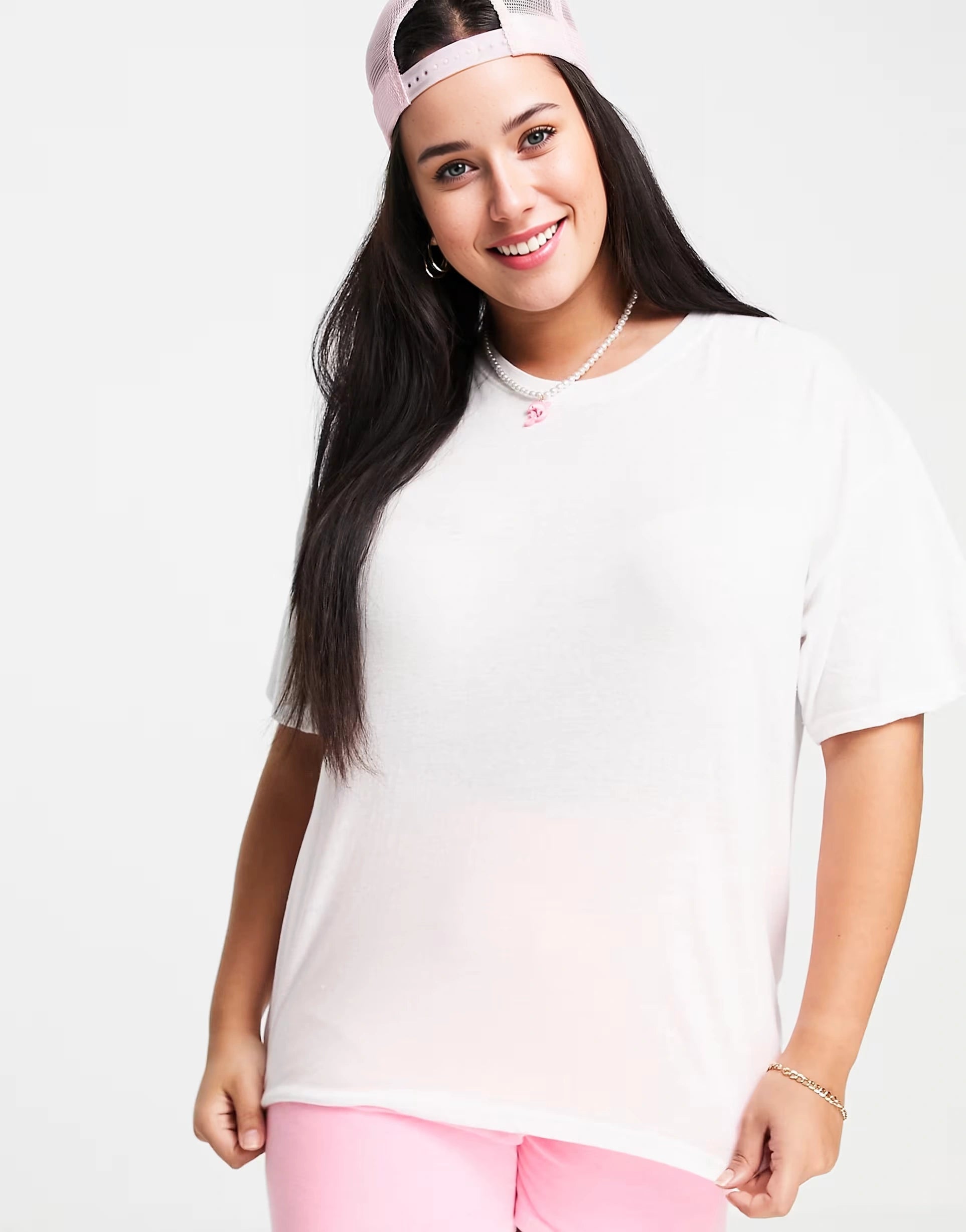 New Girl Order Curve Womens New Girl Order Plus Flower Back Print Oversized Graphic T-Shirt