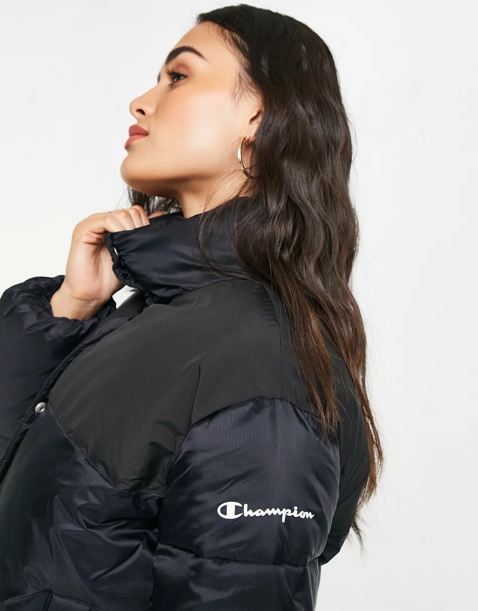 Womens Champion Puffer Jacket in Black