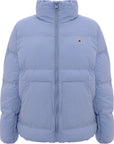 Champion Womens Small Logo Puffer Jacket In Blue