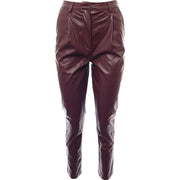 Parisian Petite Womens  Faux Leather Trousers In Wine