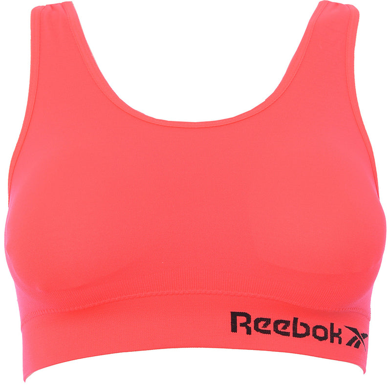 Reebok Women's Neon Cherry Alexa Seamless Crop Top Bra