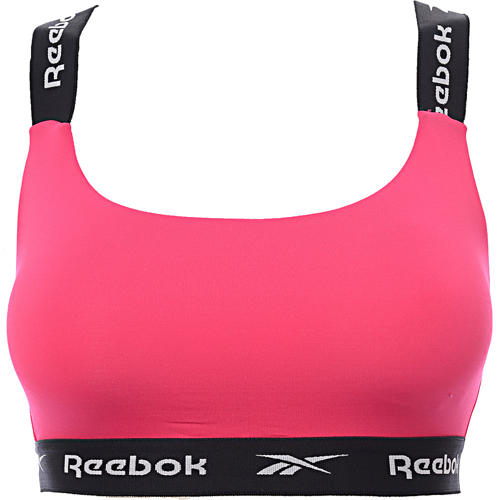 Reebok Women's Pink Dollie Crop Top Bra with Logo Straps