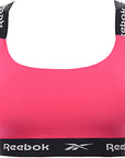 Reebok Women's Pink Dollie Crop Top Bra with Logo Straps