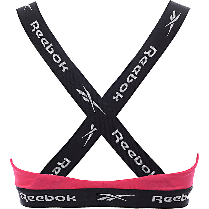 Reebok Women's Pink Dollie Crop Top Bra with Logo Straps