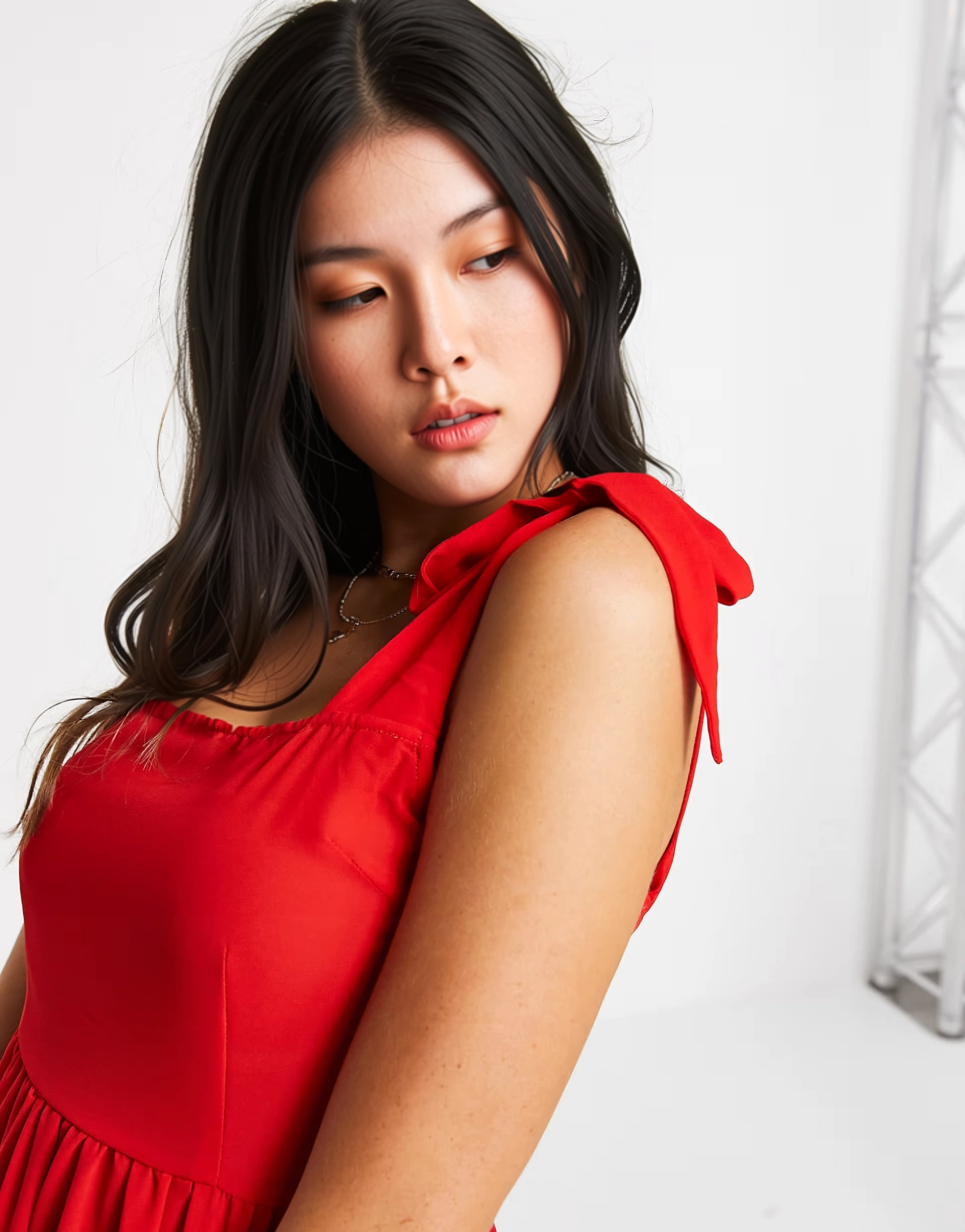 Womens Unique 21 Beach Dress With Tie Straps In Red