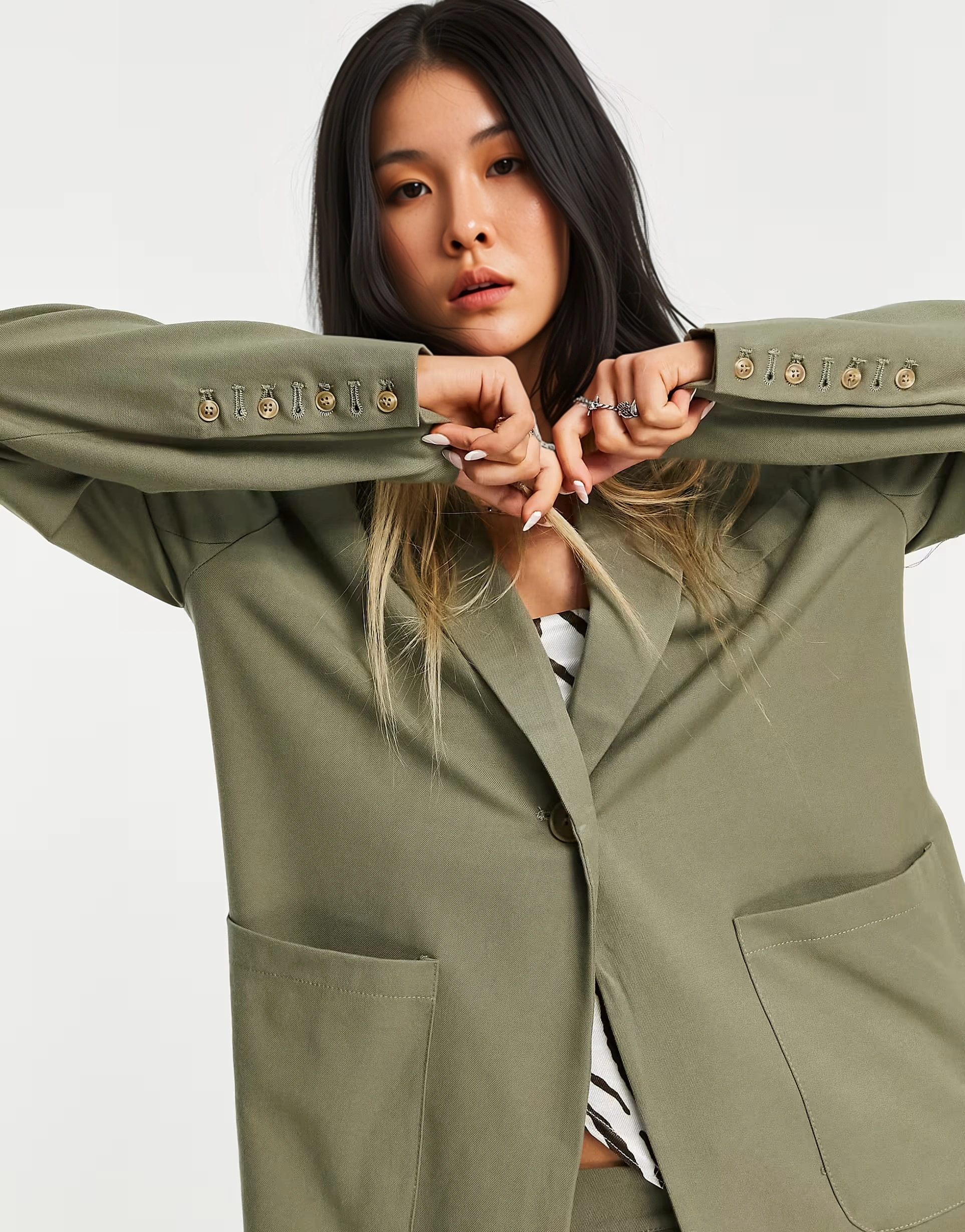 4th & Reckless Womens Oversized Blazer Co Ord In Green