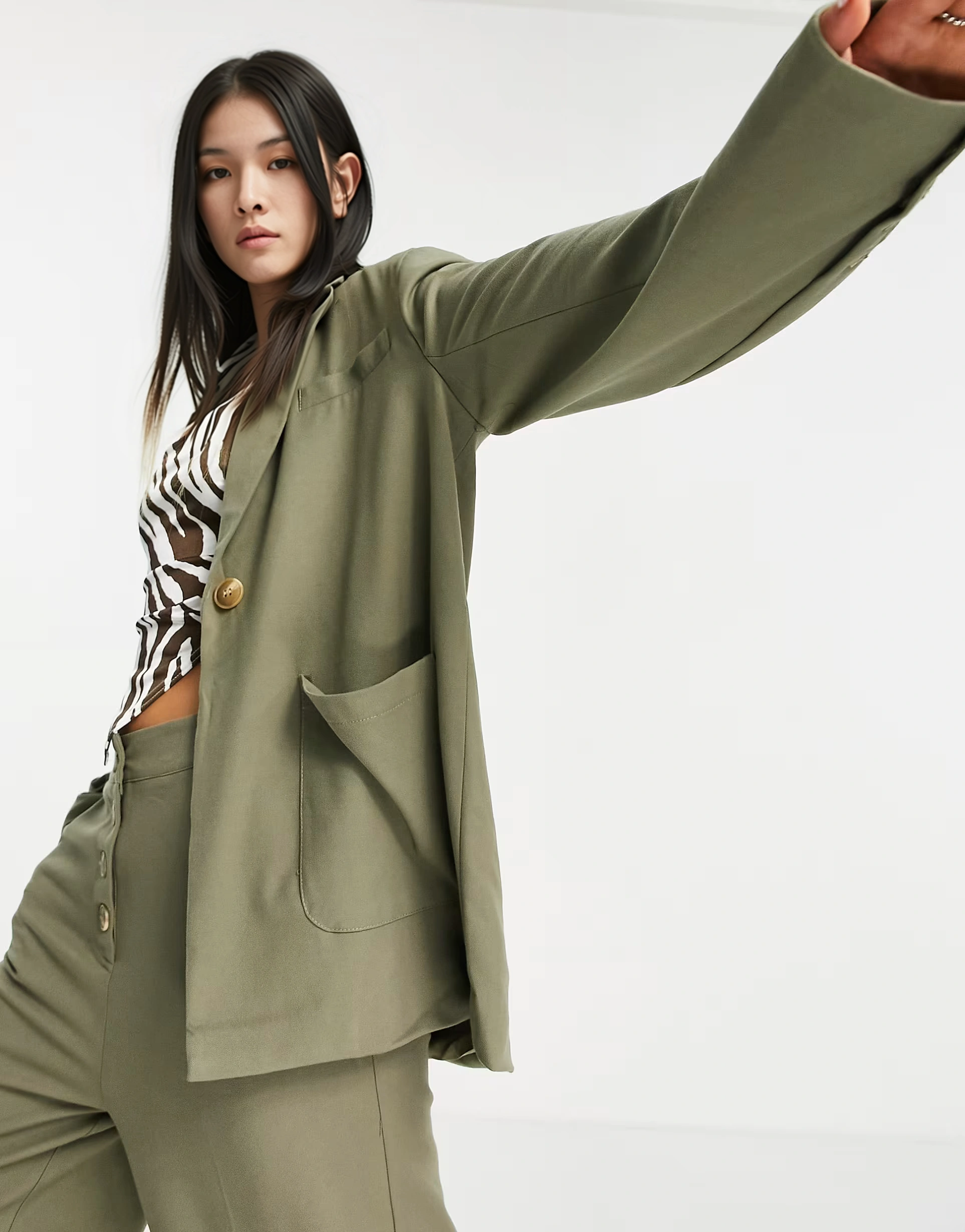 4th & Reckless Womens Oversized Blazer Co Ord In Green