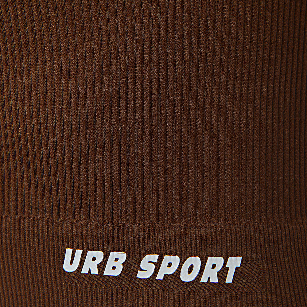Urban Threads Women's Chocolate Brown Seamless Long Sleeve Sports Crop Top