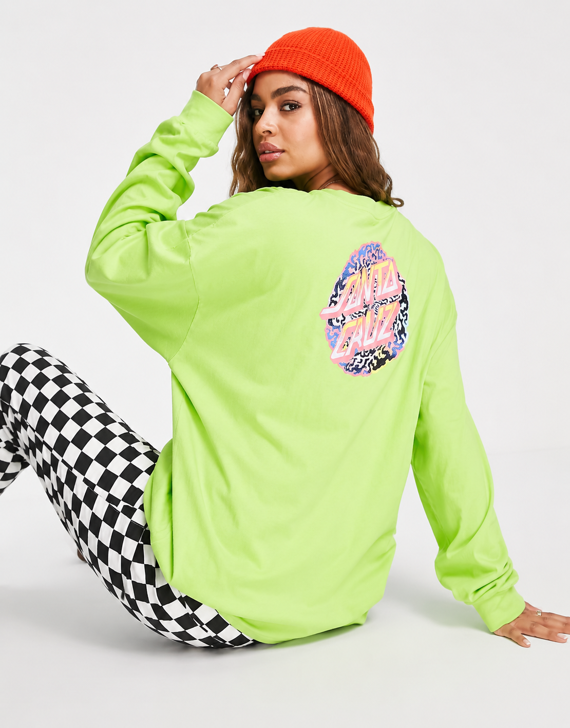 Santa Cruz Womens Obscure Dot Long Sleeve T-Shirt in Bright Green