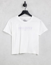 Womens Hollister Cropped Logo T-Shirt in White