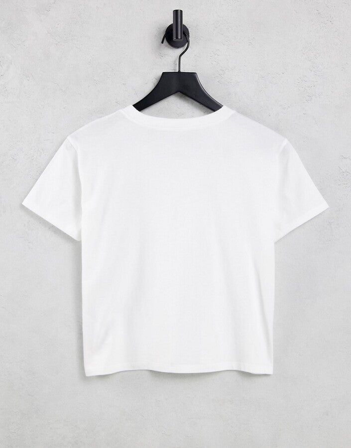 Womens Hollister Cropped Logo T-Shirt in White