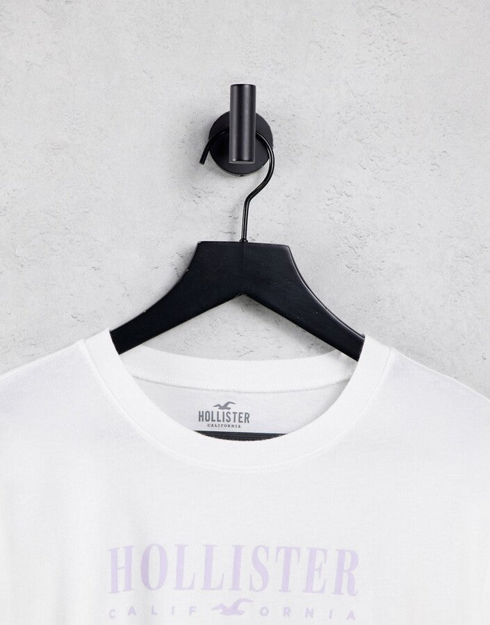 Womens Hollister Cropped Logo T-Shirt in White