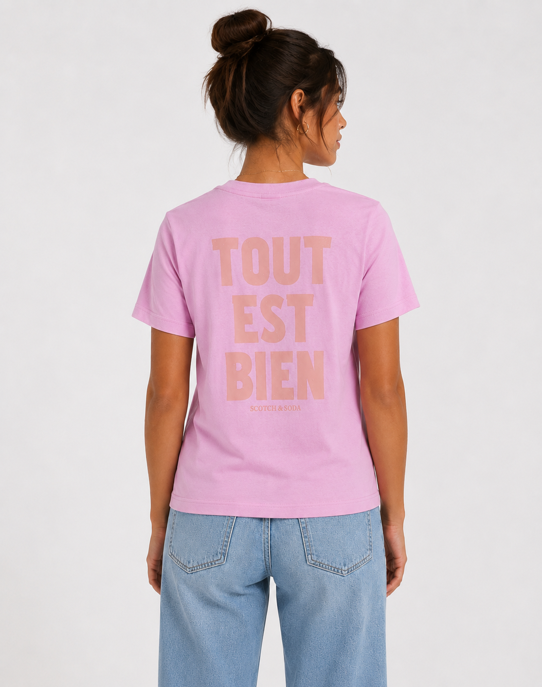 Maison Scotch Womens Relaxed Fit Cotton T-Shirt In Pink