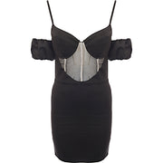 Club L Women's Black Premium Sheer Bodice Mini Dress